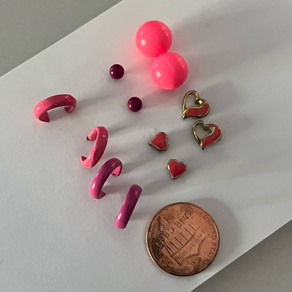 BOGO Six Pairs of Vintage 80s 90s Pink Stud Post Earrings - Picture 4 of 5